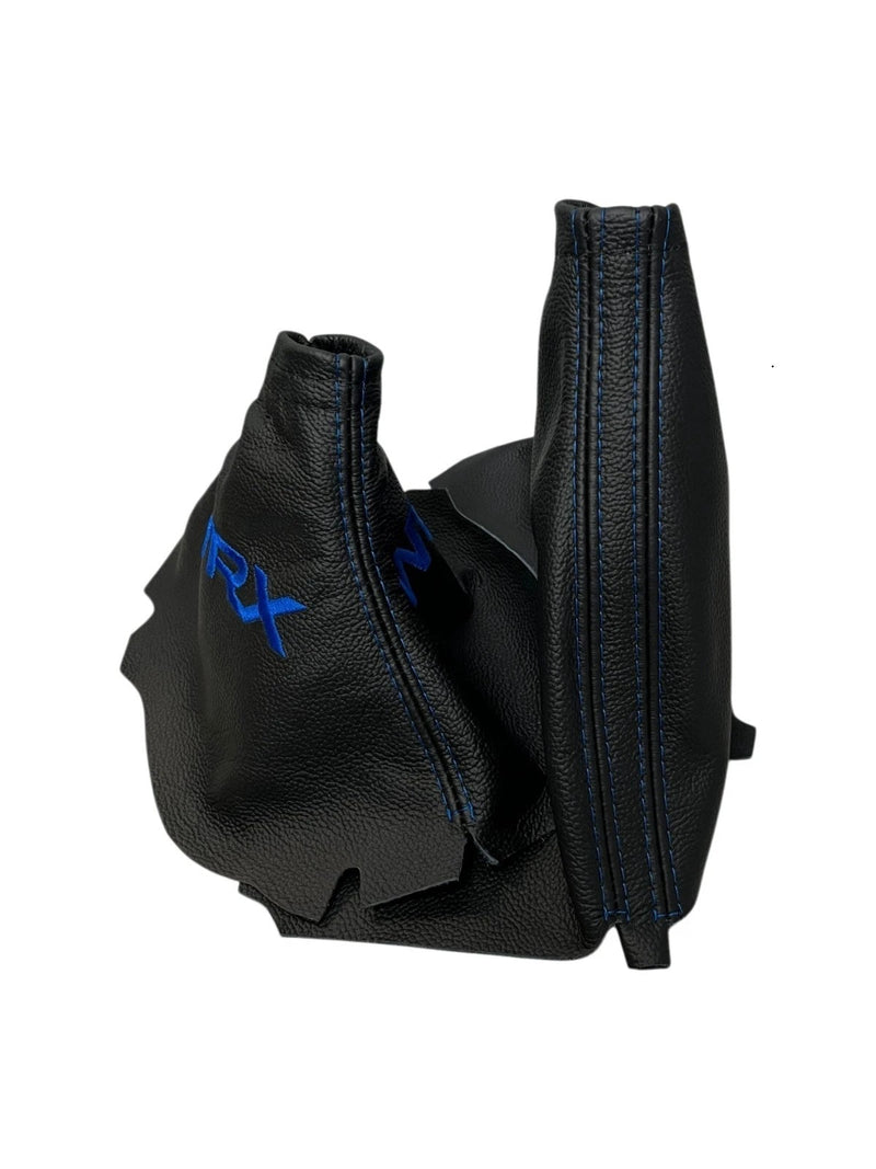 Leather Handbrake & Shift Boot Cover with Embroidery for Subaru Impreza WRX Non STI - Auto Seat Replacement