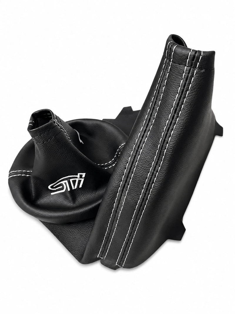For SUBARU STI 2015-2021 Embroidered PU Leather Shift & Handbrake Boot Cover - Auto Seat Replacement
