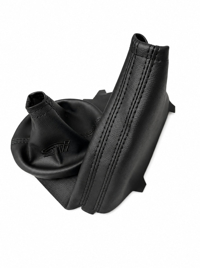 For SUBARU STI 2015-2021 Embroidered PU Leather Shift & Handbrake Boot Cover - Auto Seat Replacement