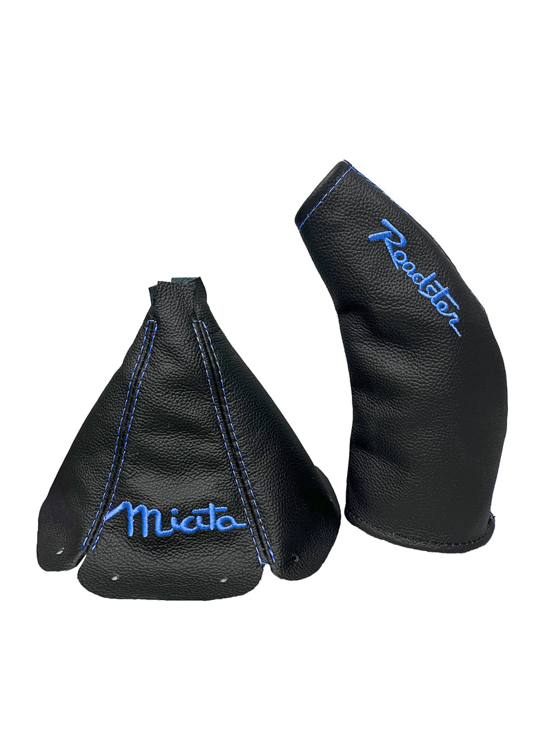 Embroidery Genuine Leather Handbrake & Shift Boot Cover For MZADA MK1 MX-5 1998-2005
