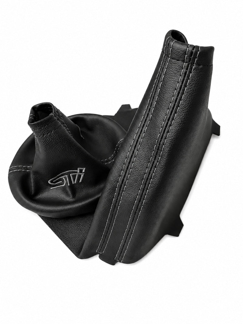 For SUBARU STI 2015-2021 Embroidered PU Leather Shift & Handbrake Boot Cover - Auto Seat Replacement