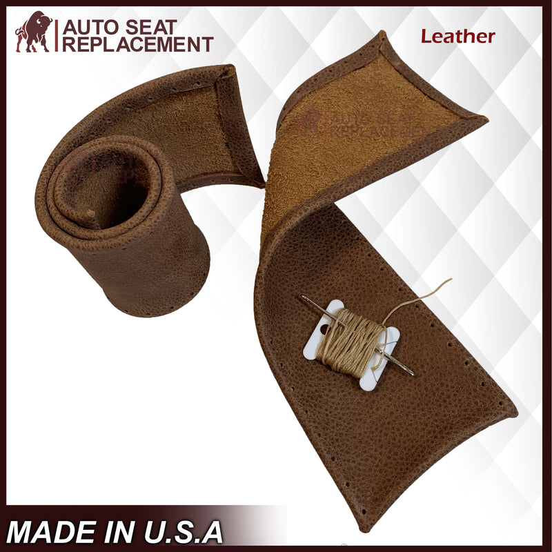2001-2003 Ford F-150 King Ranch: 2-Pieces Genuine Leather Steering Wheel Cover + Lacing Thread and Flat head Needle - Auto Seat Replacement