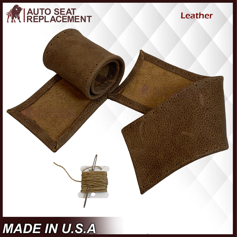 2001-2003 Ford F-150 King Ranch: 2-Pieces Genuine Leather Steering Wheel Cover + Lacing Thread and Flat head Needle - Auto Seat Replacement
