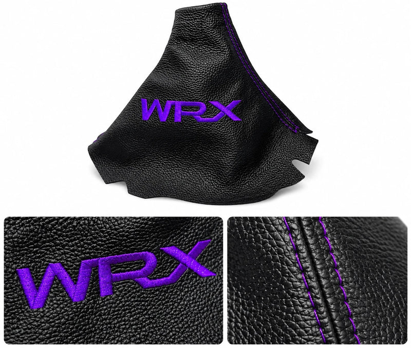 Leather Handbrake & Shift Boot Cover with Embroidery for Subaru Impreza WRX Non STI - Auto Seat Replacement