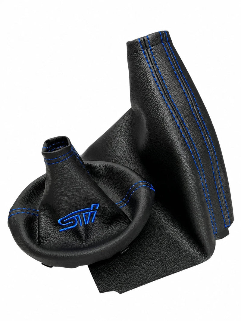 For SUBARU STI 2015-2021 Embroidered PU Leather Shift & Handbrake Boot Cover - Auto Seat Replacement