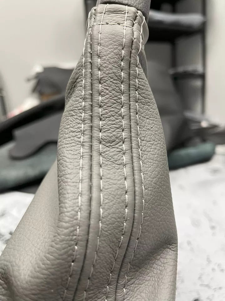 Platinum Gray Leather Handbrake Boot Cover For Subaru Forester 2009 2010 2011 2012 2013 - Auto Seat Replacement