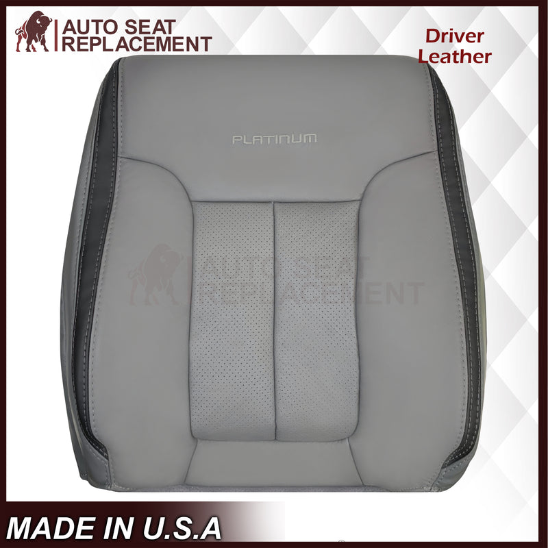 2011 - 2014 Ford F-150 Platinum Edition Perforated Genuine Leather or Synthetic Leather Steel Gray W/ Black Seat Covers