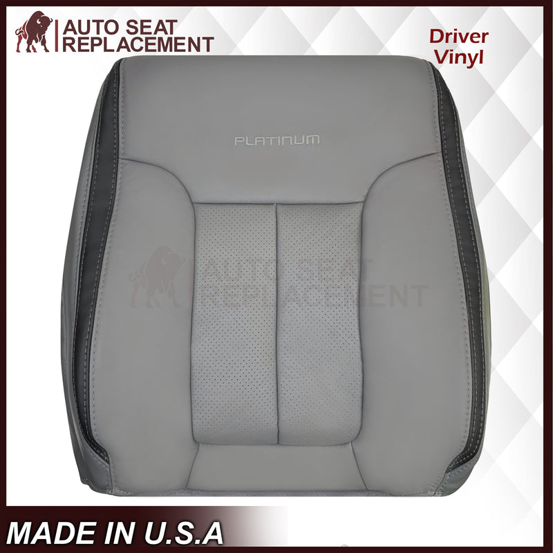 2011 - 2014 Ford F-150 Platinum Edition Perforated Genuine Leather or Synthetic Leather Steel Gray W/ Black Seat Covers