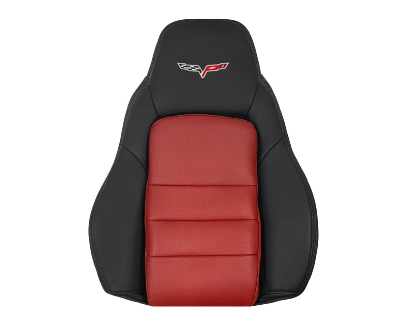 2005 - 2007 Corvette C6 Replacement Seat Cover 2-tone black and Cobalt Red