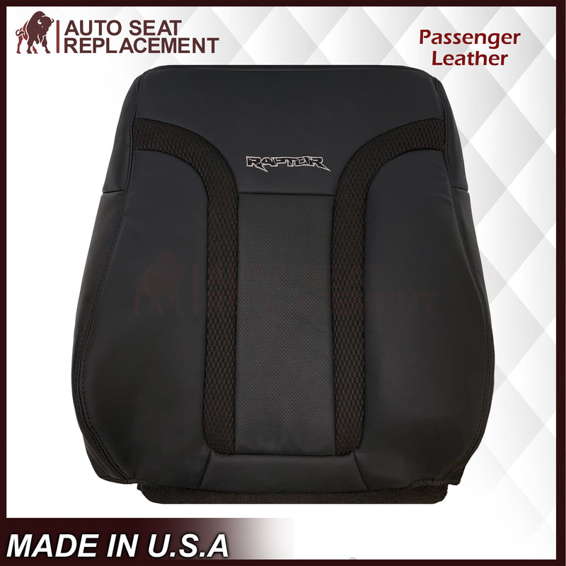 2010 - 2014 Ford F150 Raptor Perforated Seat Cover in Black With White Logo Choose: Leather or Vinyl