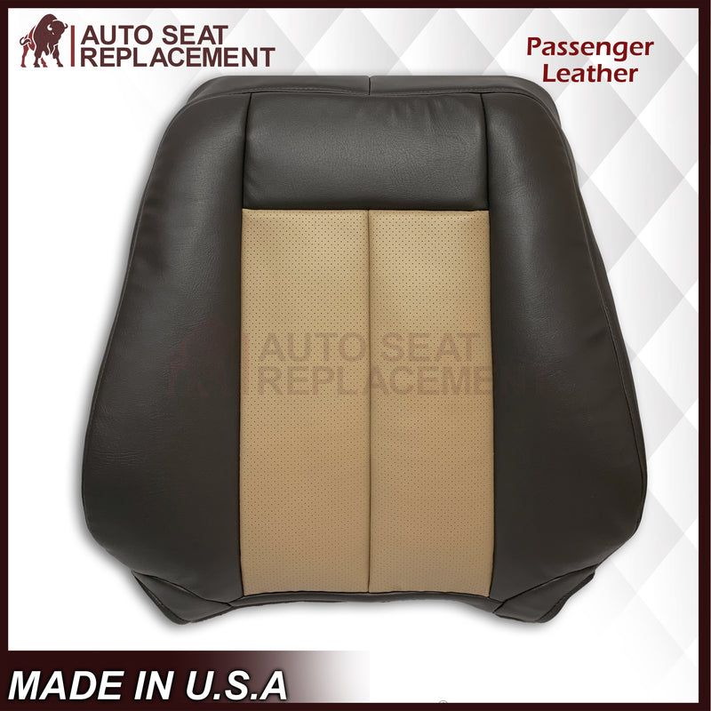 2007 2008 Ford Expedition Eddie Bauer Driver Or Passenger Side Replacement Perforated LEATHER Seat Cover In 2 Tone Tan (Tan- Dark Gray)
