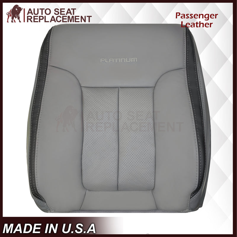 2011 - 2014 Ford F-150 Platinum Edition Perforated Genuine Leather or Synthetic Leather Steel Gray W/ Black Seat Covers