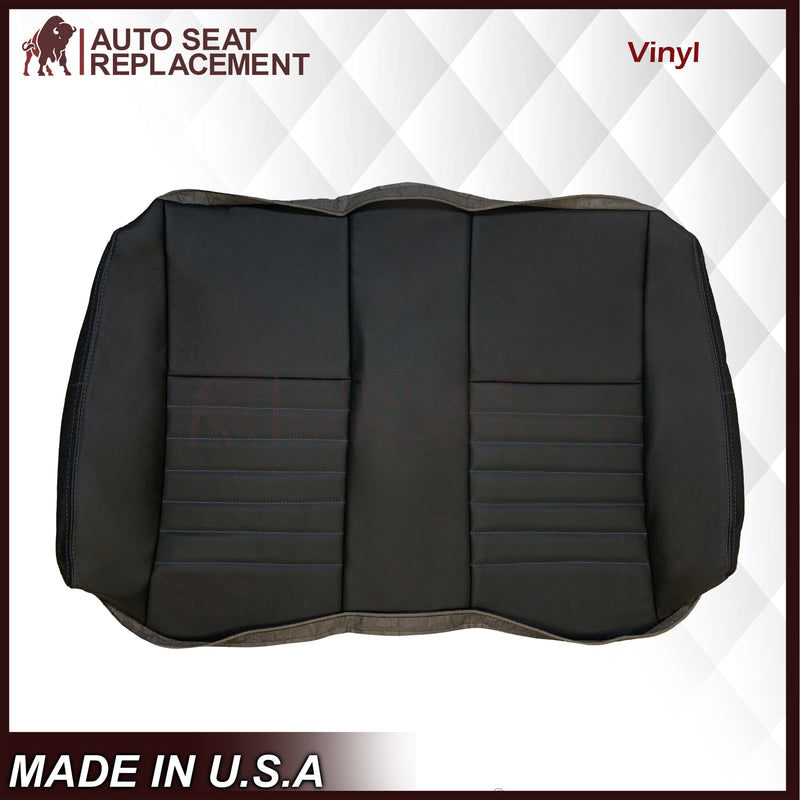 1999-2004 Ford Mustang GT Convertible Custom Blue Stitching Front & Second Row Seat Covers in Dark Charcoal Black: Choose From Variation