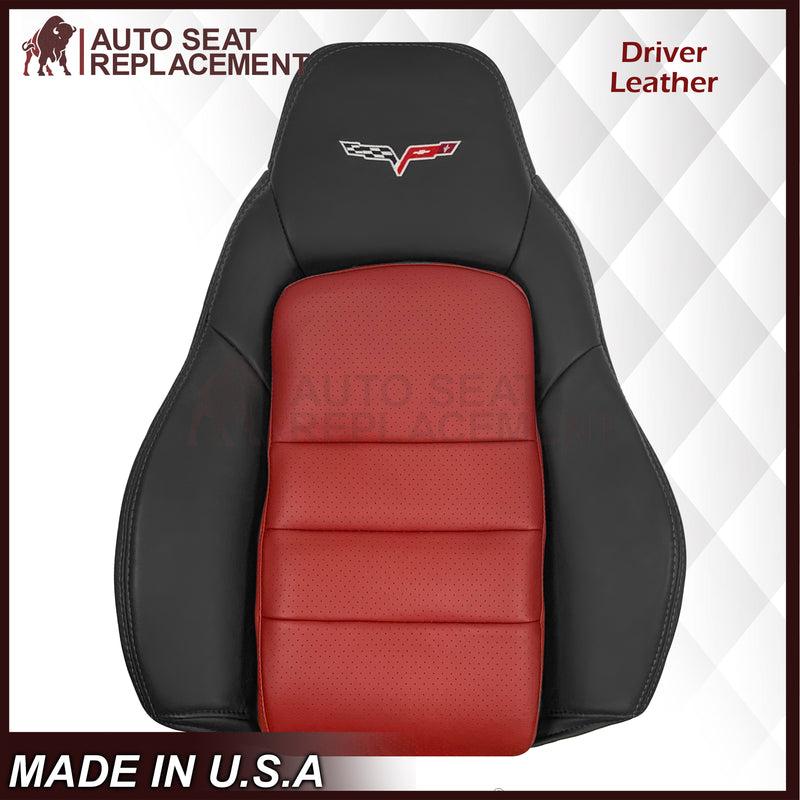2005 - 2007 Corvette C6 Replacement Seat Cover 2-tone black and Cobalt Red