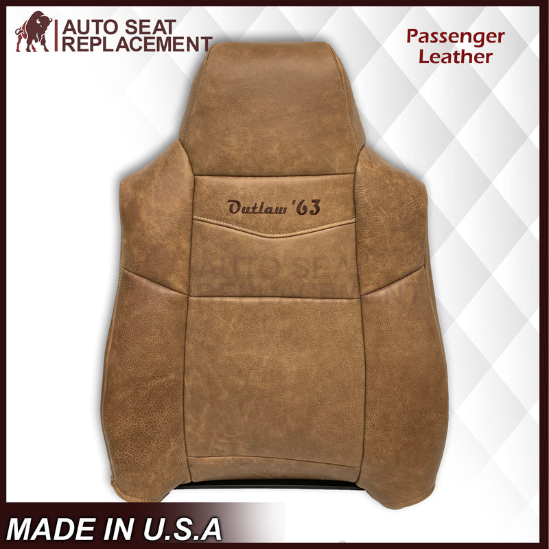 2007 Ford F250 F350 King Ranch Replacement Raw Cowhide Genuine Leather Front Seat Cover With "Outlaw '63" Logo