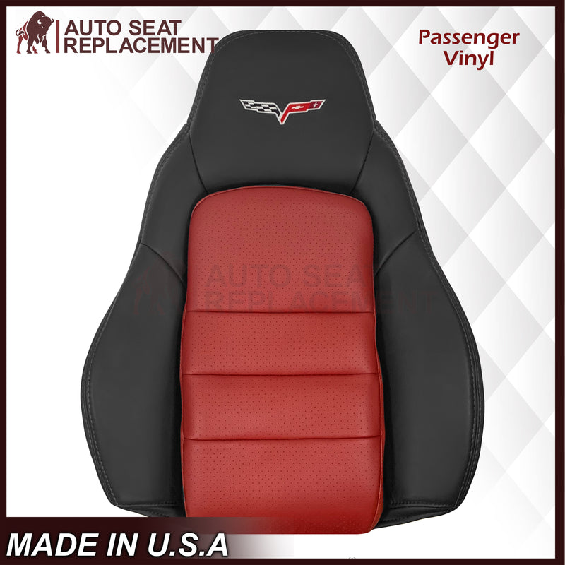 2005 - 2007 Corvette C6 Replacement Seat Cover 2-tone black and Cobalt Red