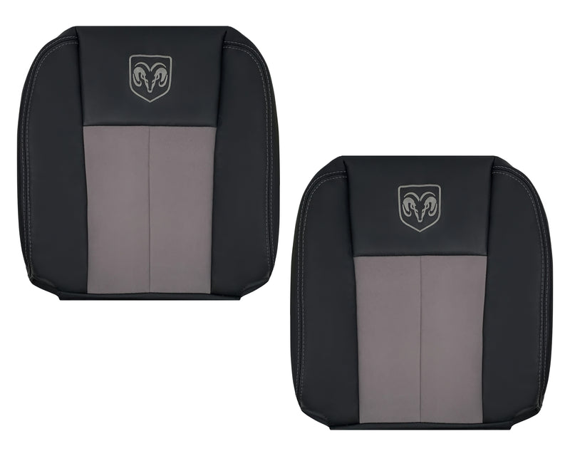 2004 Dodge Ram 1500 SLT Quad Cab Leather or Synthetic Leather With Suede Insert Replacement Seat Covers In Dark Slate "Dark Gray"