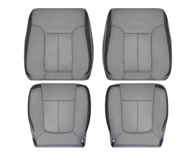 2011 - 2014 Ford F-150 Platinum Edition Perforated Genuine Leather or Synthetic Leather Steel Gray W/ Black Seat Covers
