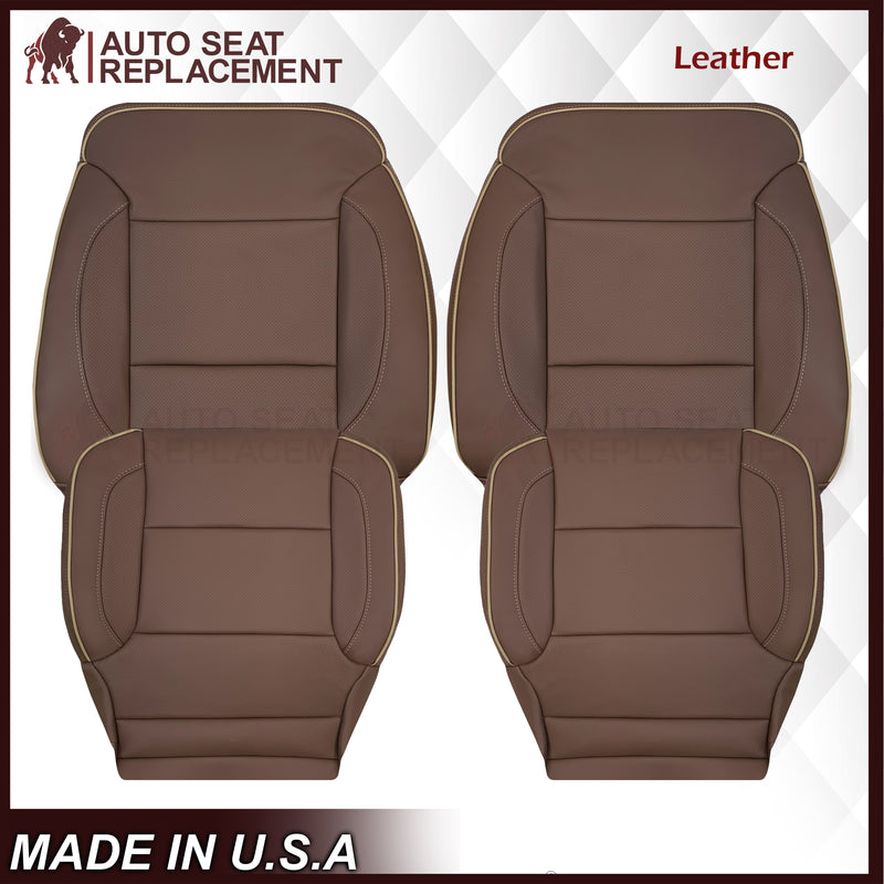 2014-2019 Chevy Silverado 1500 2500HD 3500HD High Country Replacement Perforated Genuine Leather OR Synthetic Leather Seat Covers: Brown - Auto Seat Replacement