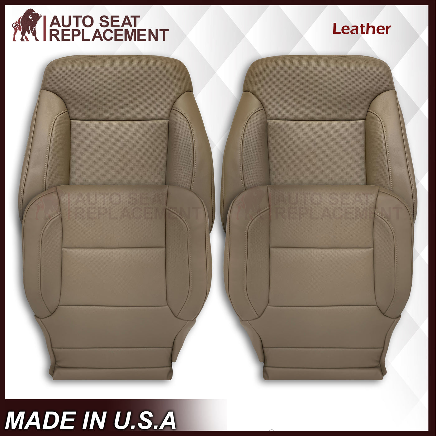 US Auto Nation Perforated Leather Driver Seat Bottom Cover For Chevy Silverado 2014–2019 Tan