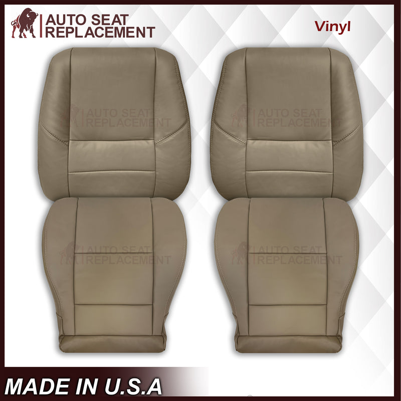 2001 - 2007 Toyota Sequoia Driver OR Passenger Side Top and Bottom Replacement Seat Covers In Tan: Choose your material