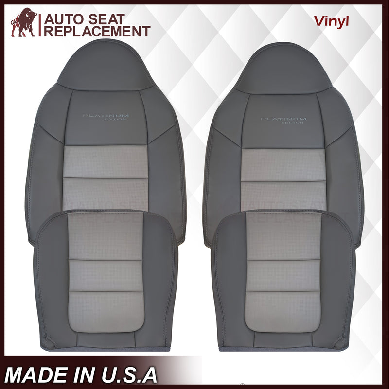2001 Ford F250 Platinum Edition New Vinyl Replacement Seat Cover in 2-Tone Gray - Auto Seat Replacement