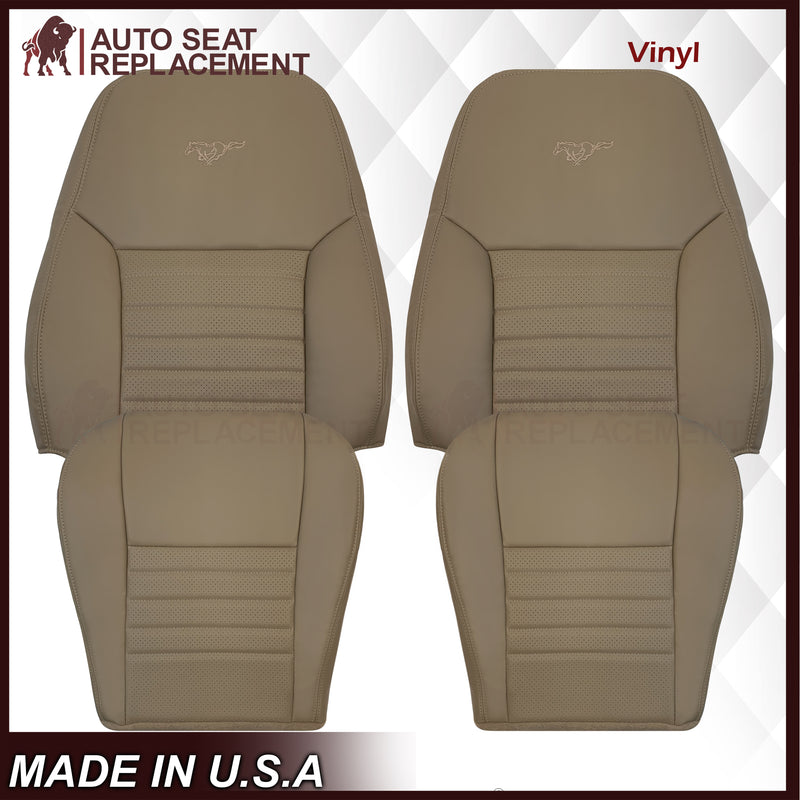 1999-2004 Ford Mustang GT V8 Replacement Cowhide Leather OR Synthetic Leather Seat Cover: Tan, Perforated