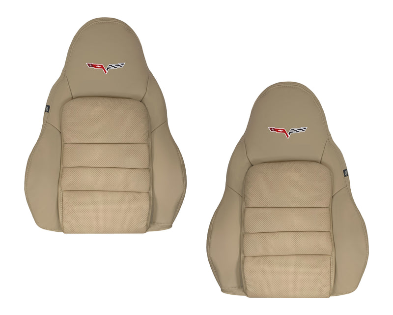 2005-2013 Chevy Corvette C6 Replacement Seat Covers: Tan Perforated