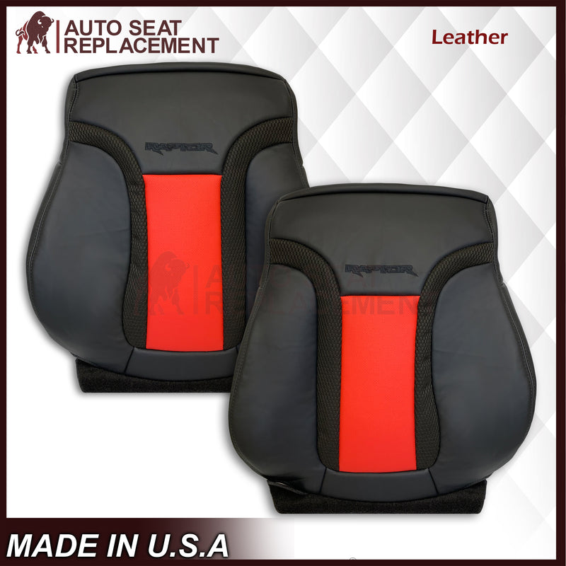 2010 - 2014 Ford F-150 Raptor Top or Bottom Perforated Seat Cover in 2 Tone Red-Black Choose: Leather or Vinyl