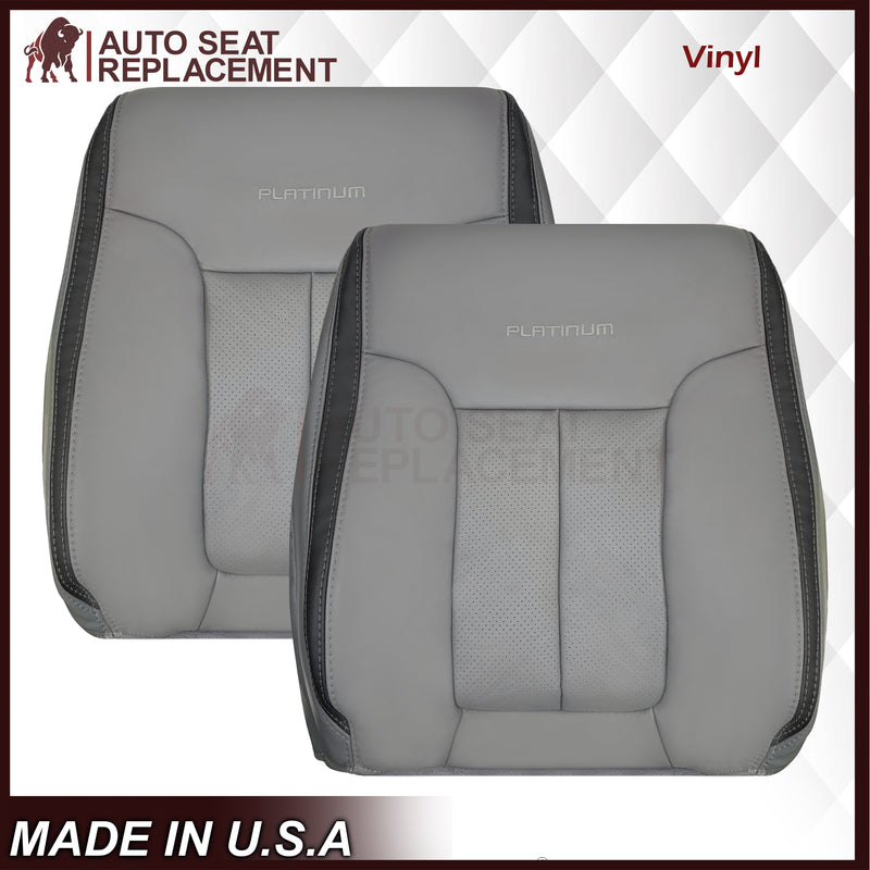 2011 - 2014 Ford F-150 Platinum Edition Perforated Genuine Leather or Synthetic Leather Steel Gray W/ Black Seat Covers