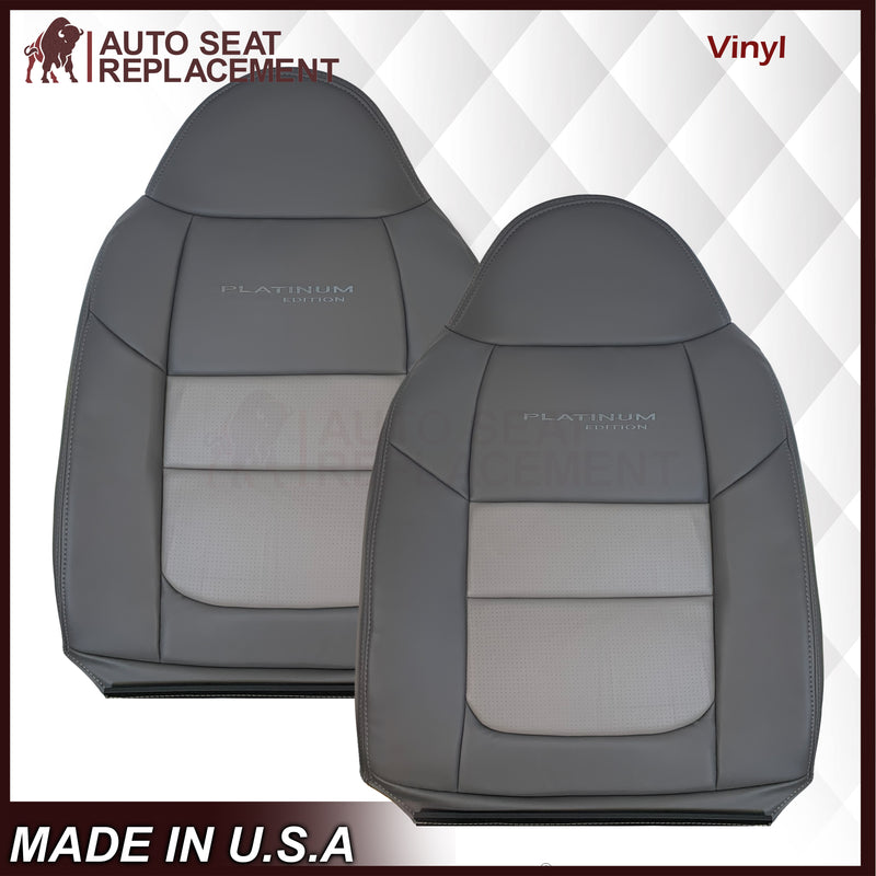 2001 Ford F250 Platinum Edition New Vinyl Replacement Seat Cover in 2-Tone Gray - Auto Seat Replacement