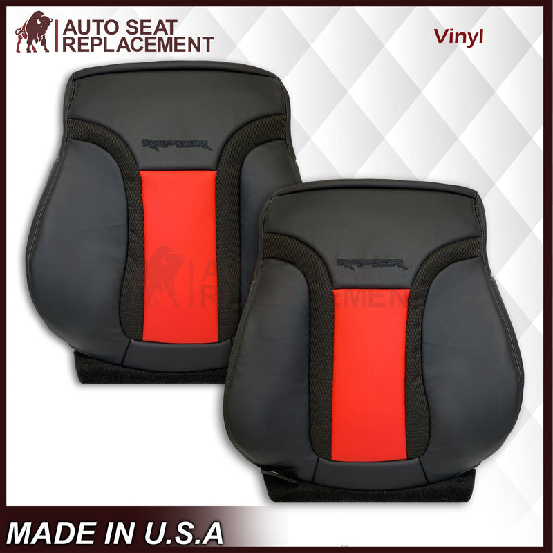 2010 - 2014 Ford F-150 Raptor Top or Bottom Perforated Seat Cover in 2 Tone Red-Black Choose: Leather or Vinyl