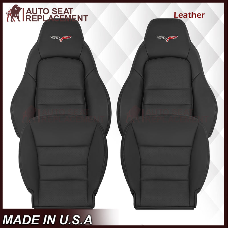 2005 - 2013 Chevy Corvette Replacement Black Perforated Seat Covers