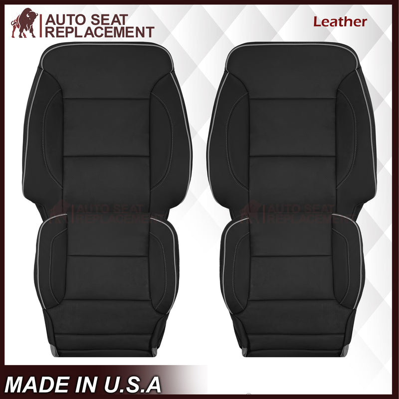 2014-2019 Chevy Silverado 1500 2500HD 3500HD High Country Replacement Perforated Genuine Leather OR Synthetic Leather Seat Covers: Black - Auto Seat Replacement