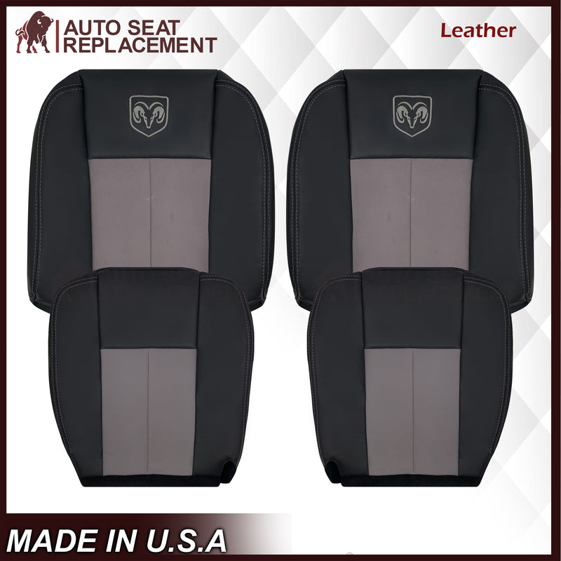 2004 Dodge Ram 1500 SLT Quad Cab Leather or Synthetic Leather With Suede Insert Replacement Seat Covers In Dark Slate "Dark Gray"