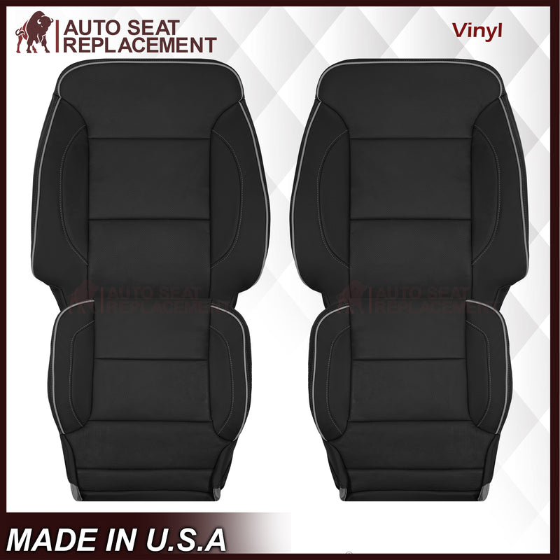 2014-2019 Chevy Silverado 1500 2500HD 3500HD High Country Replacement Perforated Genuine Leather OR Synthetic Leather Seat Covers: Black - Auto Seat Replacement