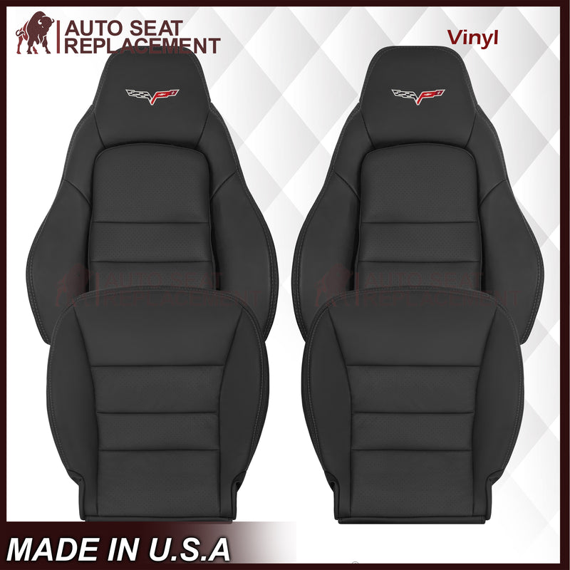 2005 - 2013 Chevy Corvette Replacement Black Perforated Seat Covers