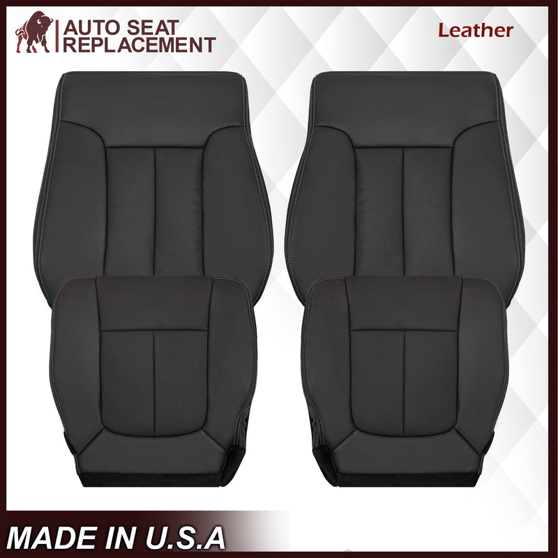 2009 - 2014 Ford F-150 Lariat Replacement Perforated Genuine Leather / Synthetic Leather Seat Cover In Black