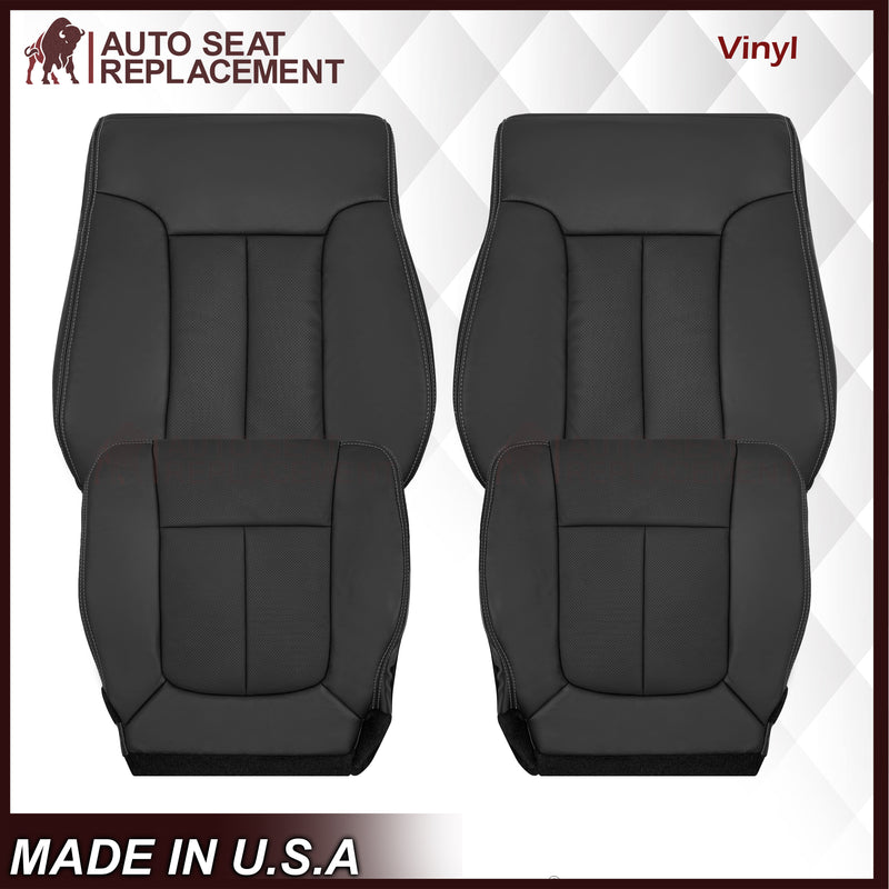 2009 - 2014 Ford F-150 Lariat Replacement Perforated Genuine Leather / Synthetic Leather Seat Cover In Black