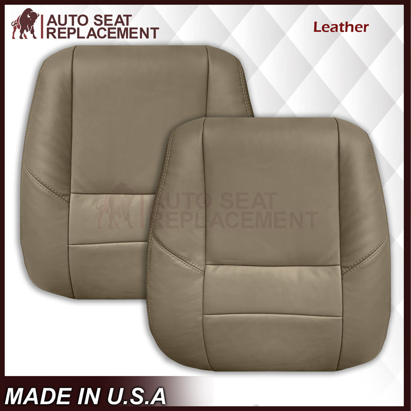 2001 - 2007 Toyota Sequoia Driver OR Passenger Side Top and Bottom Replacement Seat Covers In Tan: Choose your material