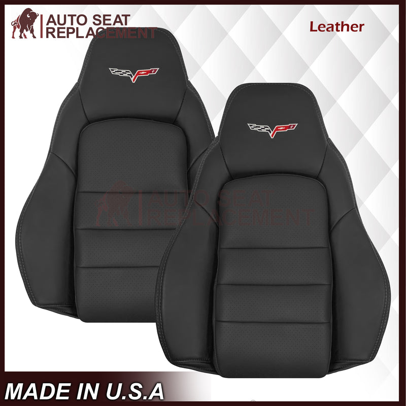 2005 - 2013 Chevy Corvette Replacement Black Perforated Seat Covers