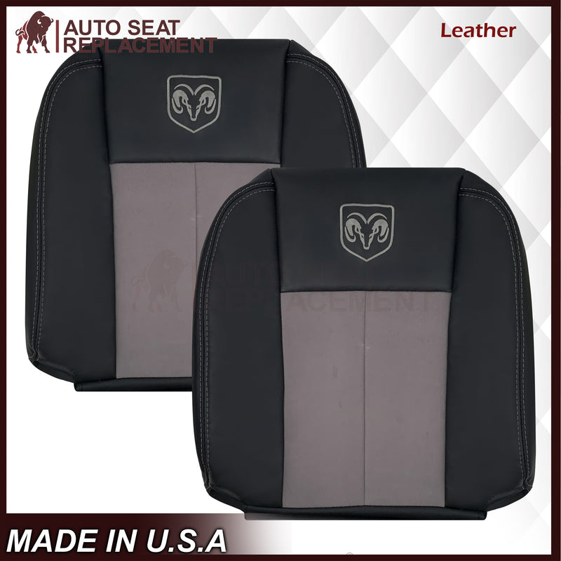 2004 Dodge Ram 1500 SLT Quad Cab Leather or Synthetic Leather With Suede Insert Replacement Seat Covers In Dark Slate "Dark Gray"