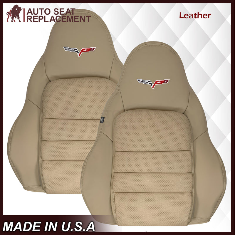 2005-2013 Chevy Corvette C6 Replacement Seat Covers: Tan Perforated