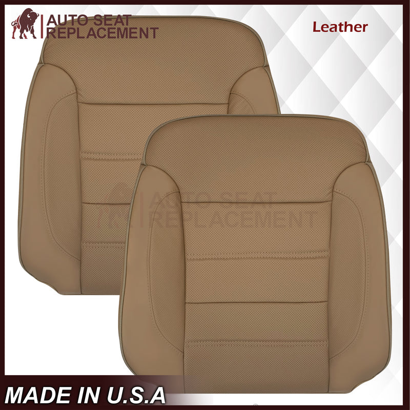 2014-2019 GMC Sierra Denali Perforated Genuine Leather Replacement Seat Cover In Dune Tan - Auto Seat Replacement