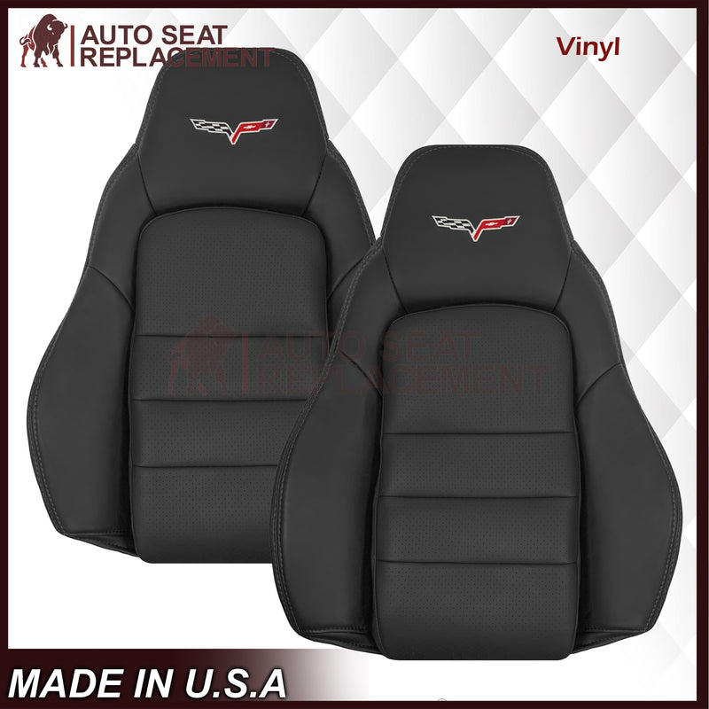 2005 - 2013 Chevy Corvette Replacement Black Perforated Seat Covers