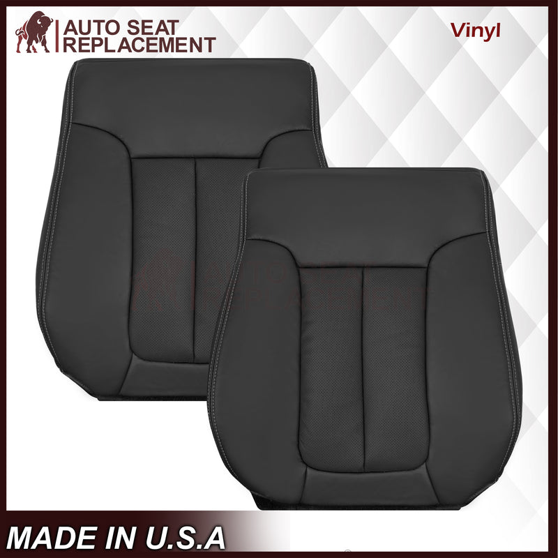 2009 - 2014 Ford F-150 Lariat Replacement Perforated Genuine Leather / Synthetic Leather Seat Cover In Black
