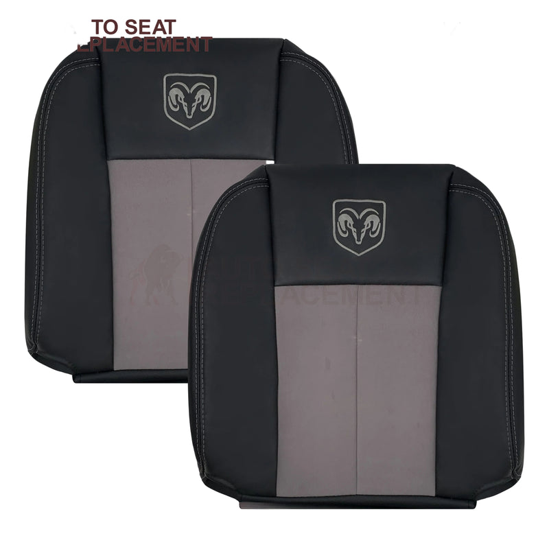 2004 Dodge Ram 1500 SLT Quad Cab Leather or Synthetic Leather With Suede Insert Replacement Seat Covers In Dark Slate "Dark Gray"