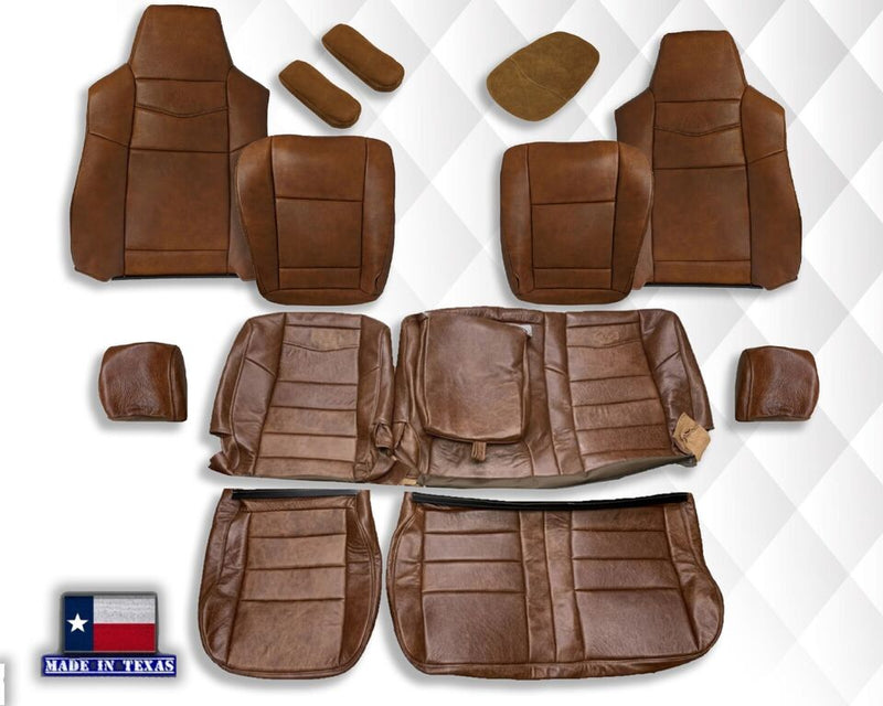 2003 2004 2005 2006 2007 Ford F250 King Ranch Super Duty Full Front Row & Second Row 60/40 Genuine Leather Seat Covers