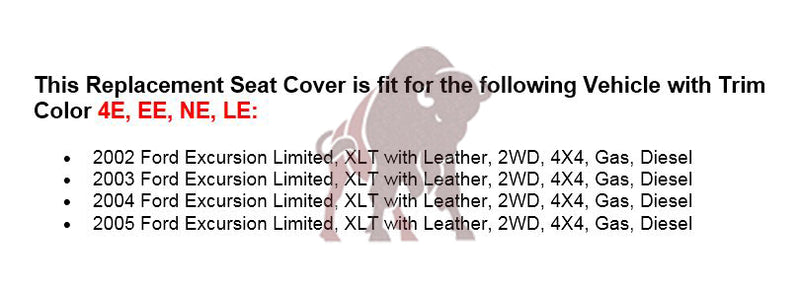2002-2005 Ford Excursion Limited Seat Cover in Flint Gray: Choose From Variations- 2000 2001 2002 2003 2004 2005 2006- Leather- Vinyl- Seat Cover Replacement- Auto Seat Replacement