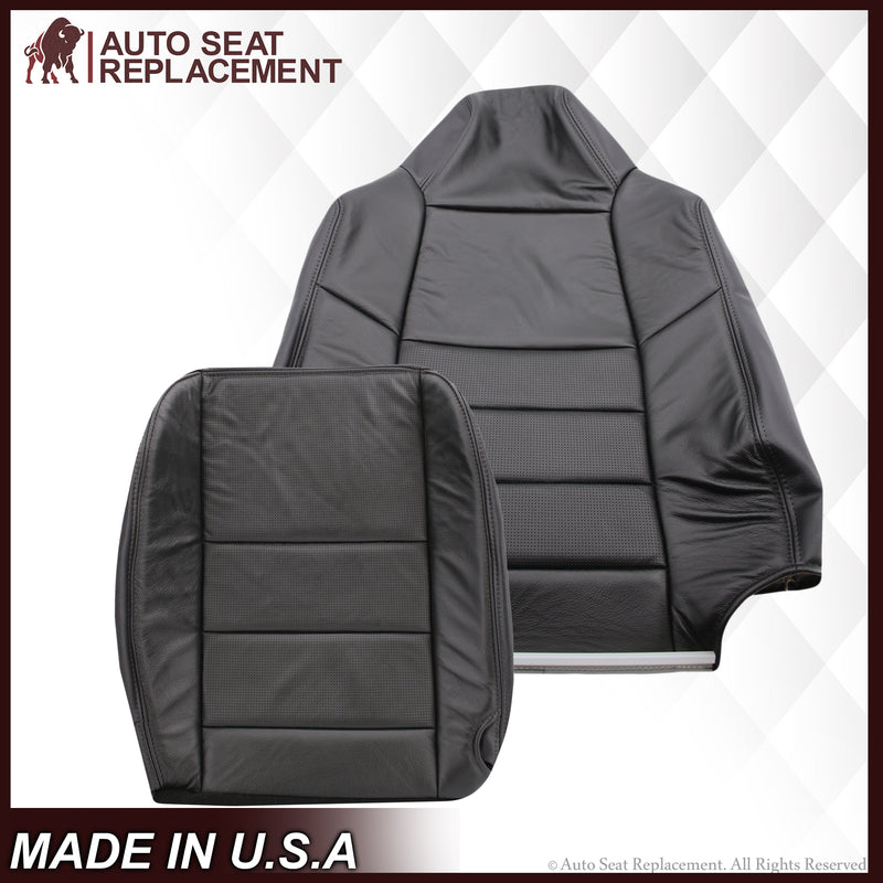 2002-2007 Ford F-250/F-350 Lariat Seat Cover in Black with Perforated Inserts: Choose From Variants- 2000 2001 2002 2003 2004 2005 2006- Leather- Vinyl- Seat Cover Replacement- Auto Seat Replacement
